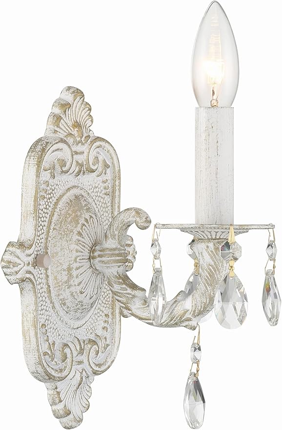 Paris Market 1 Light Spectra Crystal Antique White Sconce
