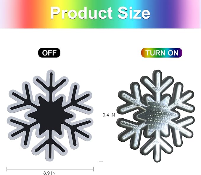 MEETYAMOR Christmas Tree Topper, 10 Inches 200 LEDs Lighted White Snowflake Star Tree Topper, 3D Infinity Mirror Snow White Lights Sparkling Treetop Christmas Decorations, Winter Xmas Decor Indoor