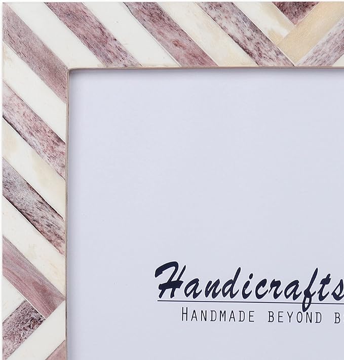 Handicrafts Home 9x9 Poster Frame – Brown Chevron Bone Inlay Photo Frame – Wall Mount Picture Frame for Posters, Photos & Art Prints – Boho Chic Vintage & Rustic Home Decor Decorative Wall Frame