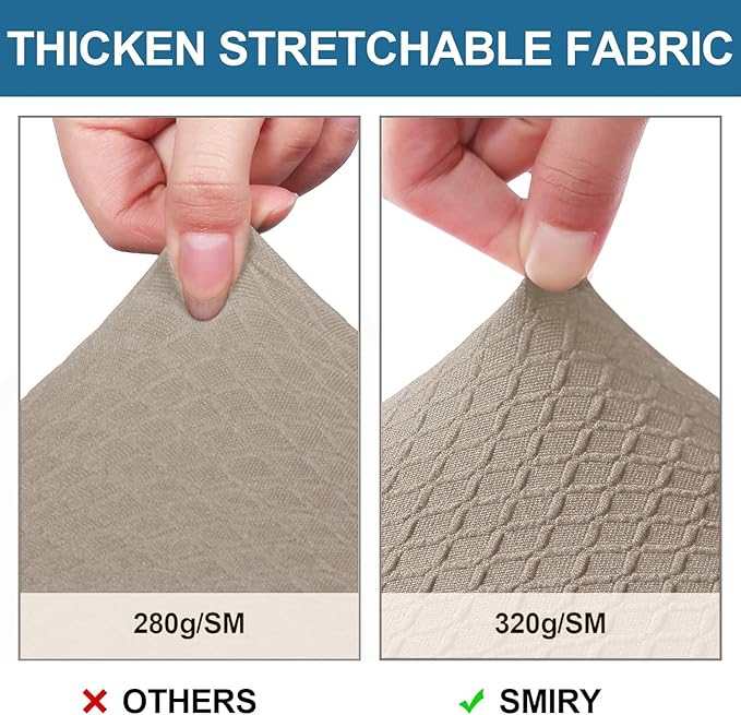 Smiry Waterproof Seat Covers for Dining Room Chairs Set of 8, Stretch Jacquard Removable Washable Chair Seat Slipcovers Protector, No Rear Covers, Taupe