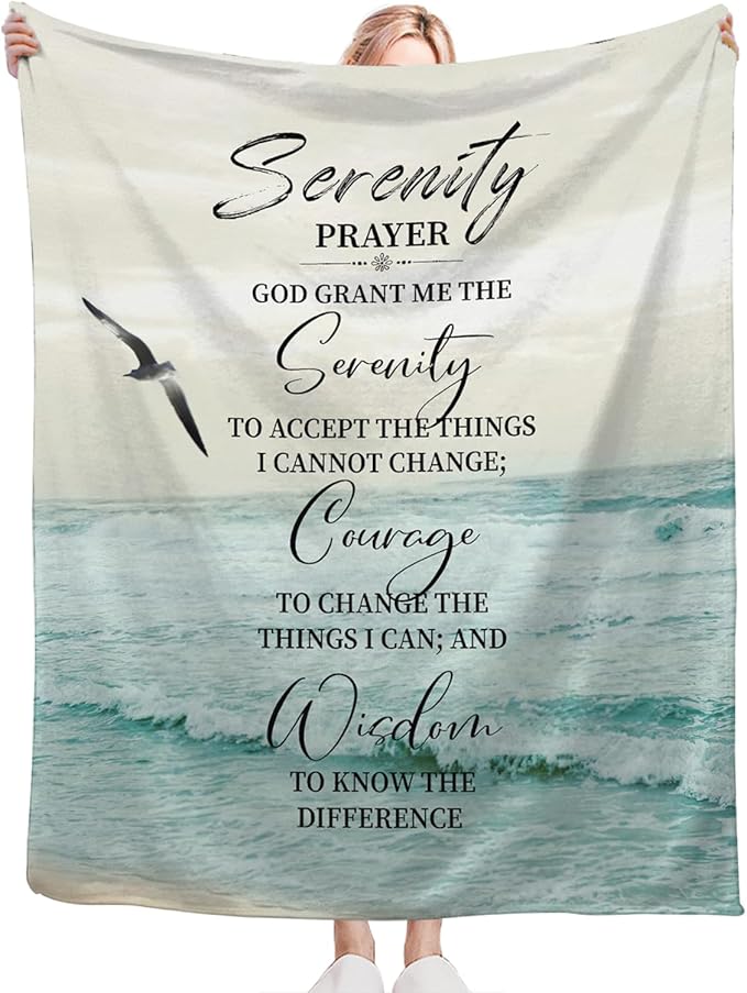 Tijuboni Serenity Prayer Bible Throw Blanket Christian Religious Gifts for Women Men Girls Boys Kids Adults Soft Flannel Fleece Blanket for Couch Sofa Bed Home Decor 40"x50"