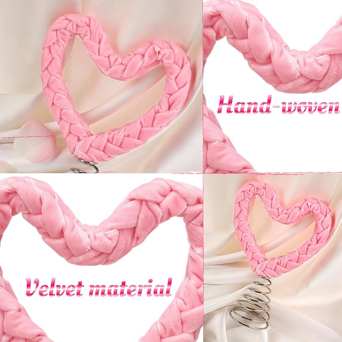 7 in Pink Velvet Valentine Tree Topper Heart Velvet Woven Treetop Valentines Love Wreath Decor Pink Heart for Mini Valentines Tree Party Wedding Holiday Ornament Wall Front Door Home Decor