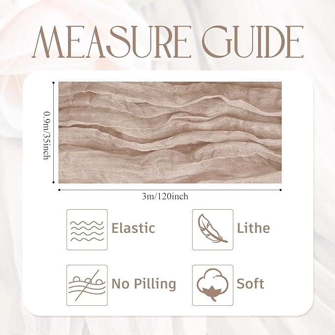 Wokceer Cheesecloth Table Runner 4Pack 10FT Nude Pink Boho Gauze Cheese Cloth Table Runner for Party Long Rustic Sheer Table Runners for Baby Bridal Shower Wedding Easter Table Decor