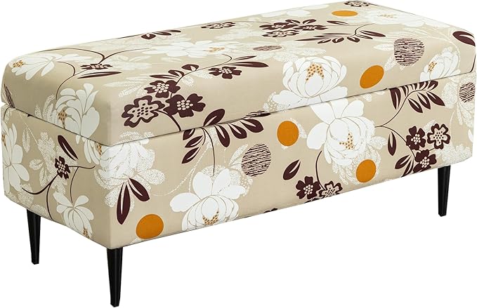 CRFATOP Printed Rectangle Ottoman Stool Cover Stretch Folding Storage Footstool Bench Slipcovers Upholstered Foot Chest Chair Covers Washable Entryway Furniture Protector with Elastic Bands,L,05