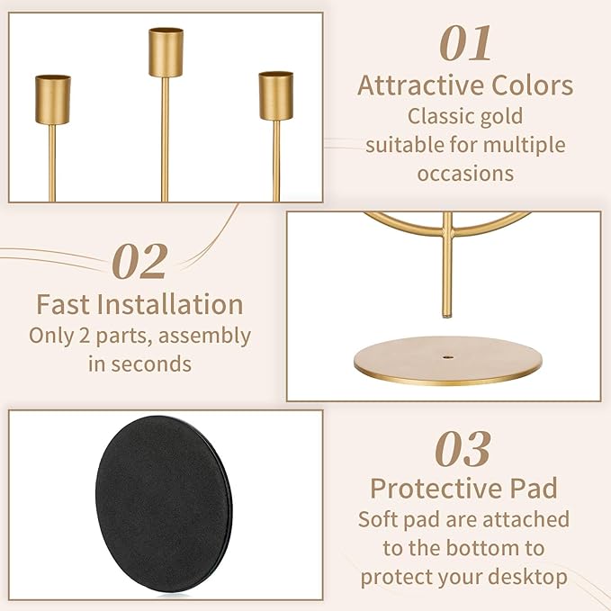 Sziqiqi Gold Candlestick Candle Holders - Candlesticks Candelabra Centerpiece for Tables Taper Candle Holder Bulk 6 Pieces Metal Candleholders for Christmas Wedding Party Event Decorations