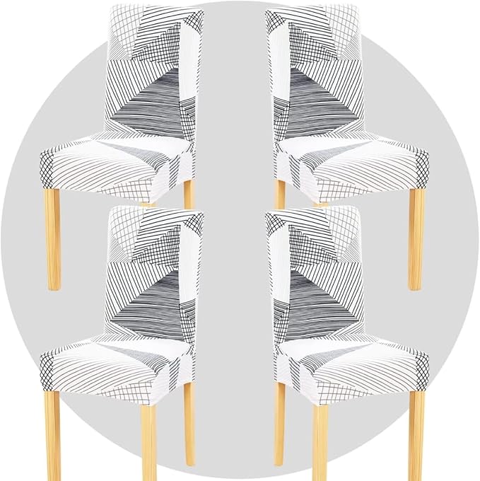 Stretch Chair Covers Slipcovers Set of 4 Printed Stretchable Dining Chair Slipcover Washable Removable for Kitchen,Hotel,Restaurant