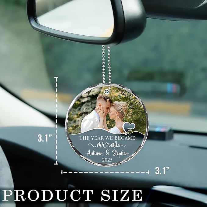 2025 Personalized Our First Christmas Ornament, 1st Christmas as Mr and Mrs Ornament, Ornaments Wedding Gifts for Couples Married (Mr&Mrs Photo Car Ornament)