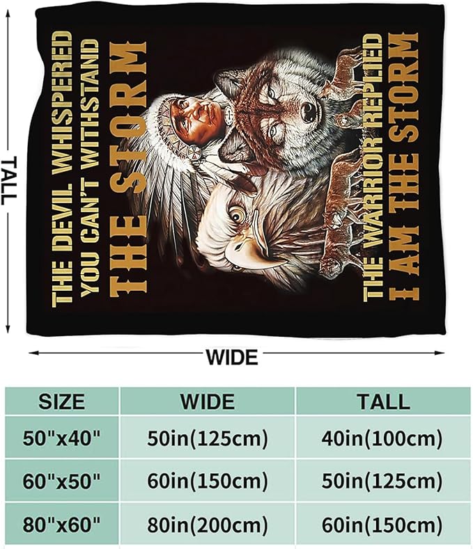 Tijuboni Native American Throw Blanket Indian Wolf Eagle Gifts for Women Men Girls Boys Kids Adults Soft Flannel Fleece Blanket for Couch Sofa Bed Home Decor 60"x80"