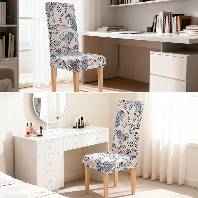 Dioxide High Stretch Chair Covers for Dining Chairs, Washable Dining Chair Covers Set of 6, Soft Kitchen Chairs Seat Covers, Parsons Chair Slipcovers Protectors for Home Hotel Restaurant Banquet