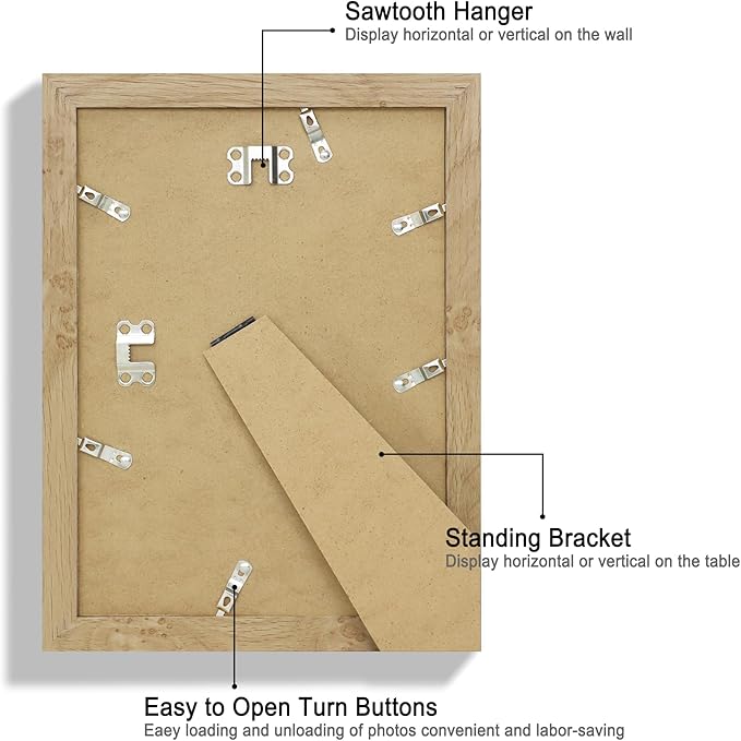 8x11 Picture Frame Set of 2, Made of Real Glass and Natural Oak Wooden Frame - 8 by 11 Photo for Wall or Tabletop Display