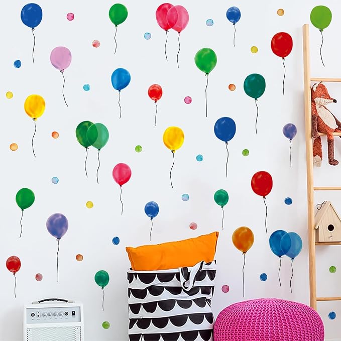Top Polka Dot Wall Decals and Balloon Wall Decals Peel and Stick, Kids Room Decor for Nursery, Playroom, Bedroom, Removable Vinyl Wall Stickers for Girls and Boys Room