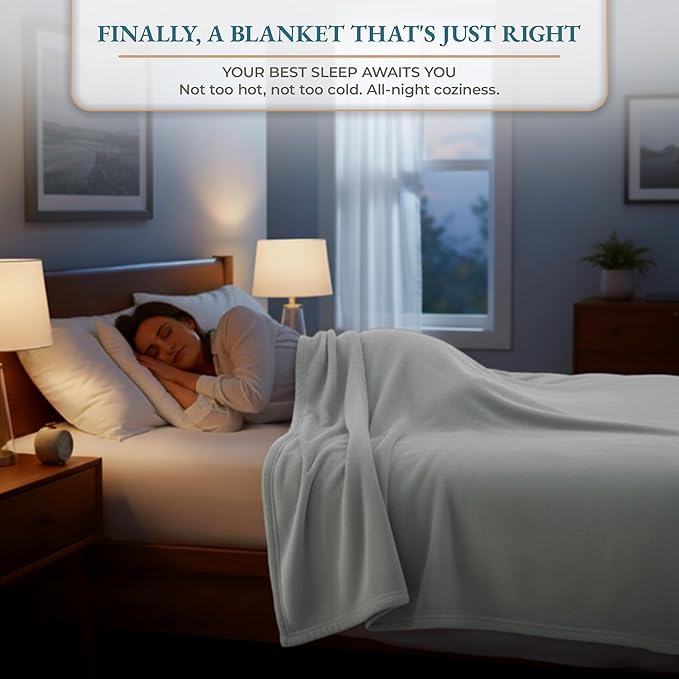 Casa Platino Flannel Blanket – Queen Size 90x90 Fleece Throw for Bed, Sofa or Travel – Lightweight and Soft All Season Blanket – Mineral