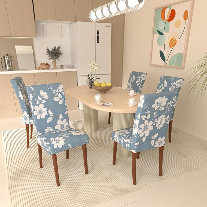 Stretch Dining Chair Covers Set of 2,Floral Print Chair Covers,Soft Removable Washable,Pet Friendly Furniture Protector,Universal Chair Slipcovers for Home, Kitchen,Ceremony Dining Room Seat