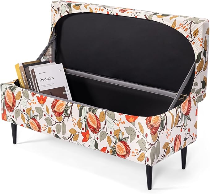 FUANGUI Ottoman Cover Stretch Storage Ottoman Bench Slipcover Printed Folding Storage Bench Ottoman Cover Footrest Stool Slipcover Footstool Protector Cover with Elastic Bottom,Medium,85
