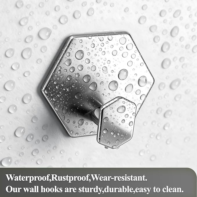 Adhesive Towel Hooks Heavy Duty Wall hooks Waterproof Stainless Steel Shower Rack for Coat, Key, Hat, Robe, Clothes, Picture Hanging Towel Hooks for Bathrooms Kitchen Door (4-Pack, Brushed Silver)