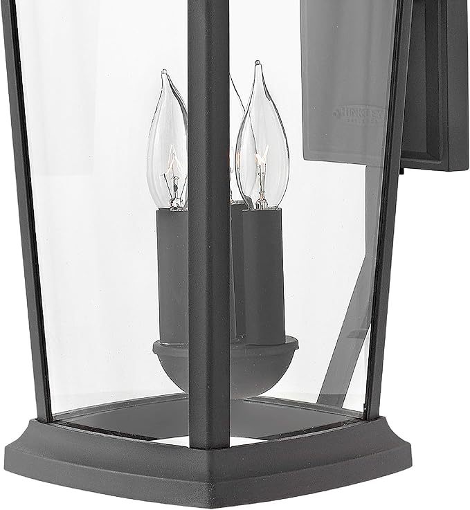 Hinkley Bromley Medium Wall Mount Lantern - Aluminum, 3-Light, Clear Glass - Museum Black Finish