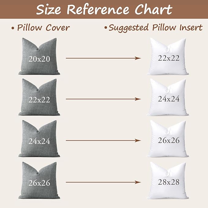 Artscope Synthetic Down Pillow Insert, 22x22 Down Alternative Throw Pillow Insert. Ultra Soft Fluffy Sleeping Pillow with 100% Cotton Cover, Decorative Pillows-White.