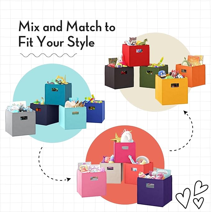 RiverRidge Folding Storage Bins with Handles Navy Cube Storage Organizer for Closet, Bedroom & Playroom - Closet Organizers and Storage Set of 4