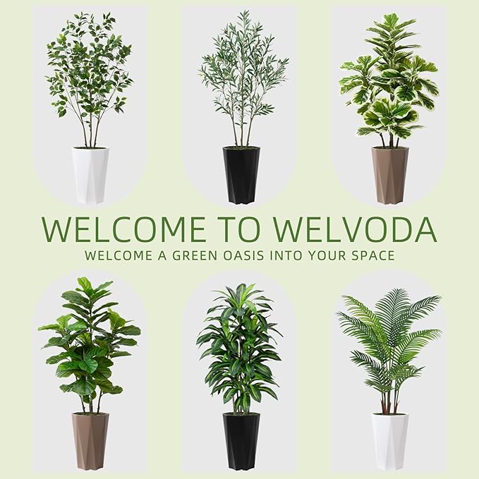 Artificial Dracaena Plant Indoor 5FT Fake Tree with Mocha Diamond Planter Faux Yucca Tall Fake Floor Plant Potted Artificial Trees for Home Office Living Room Decor Indoor