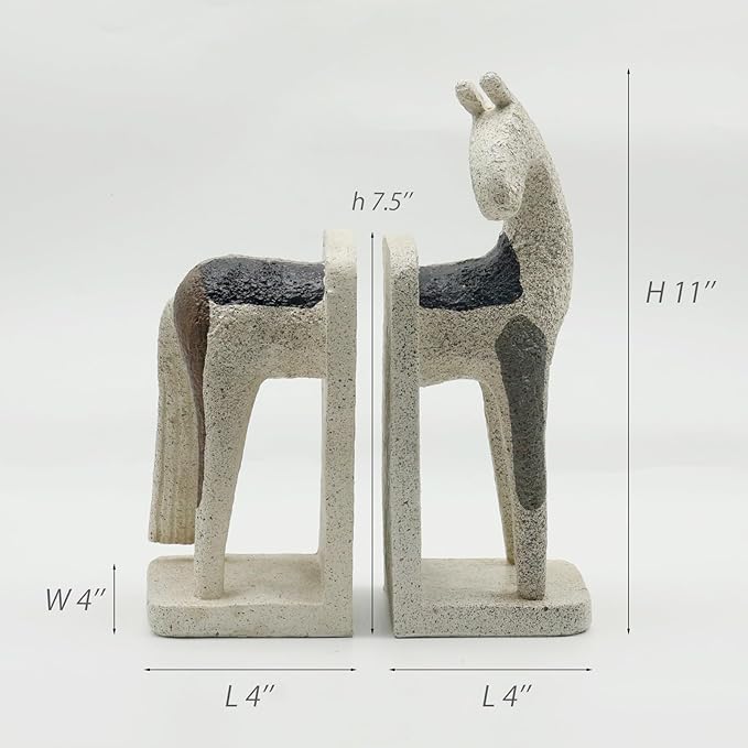 Lukitas Abstract Horse Decorative Bookends Heavy Duty, Modern Minimalist Nordic Ornaments for Office Home Bookshelf Decor, Resin 11''