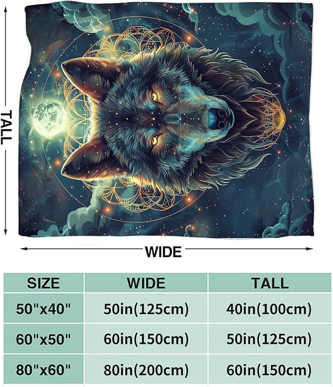 Tijuboni Wolf Throw Blanket Wolf Gifts for Girls Boys Women Men Kids Adults Soft Flannel Fleece Blanket for Couch Sofa Bed Home Decor 60"x80"