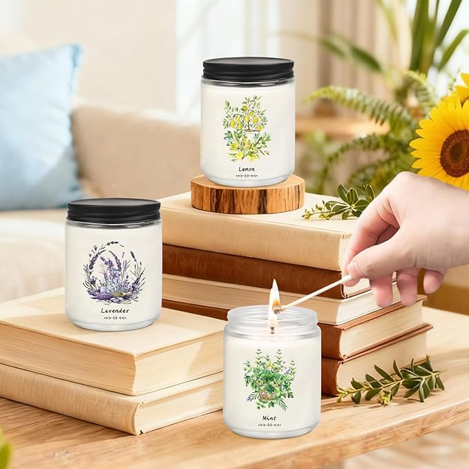 6 Pack Candles for Home Scented, 37.8 oz 300 Hour Long Lasting Candles,Aromatherapy Candles for Women Gifts, Natural Non Toxic Soy Candle Set Lavender/Vanilla Coconut/Lemon/Ocean/Mint/Watermelon