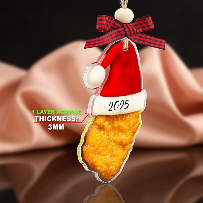 Chicken Nugget Ornament - Nugget Ornament - Food Ornaments - Funny Christmas Ornaments - Funny Gift for Food Lovers - Cute Kitchen Decor - Acrylic Christmas Tree Hanging Ornament 2025