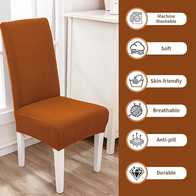 Parsons Dining Chair Cover, Detachable,Retractable,Sofa Chair Cover (6, Rust Color)