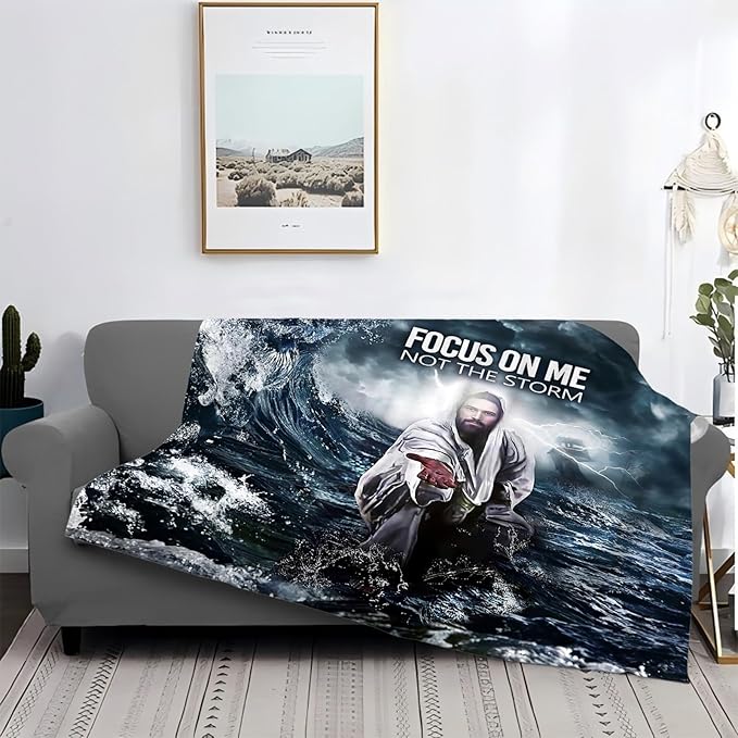 Tijuboni Christian Jesus Throw Blanket Religious Faith Gifts for Women Men Girls Boys Kids Adults Soft Flannel Fleece Blanket for Couch Sofa Bed Home Decor 50"x60"