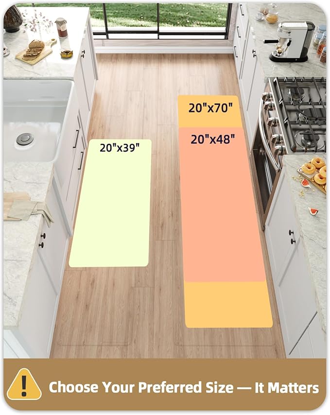 Color&Geometry 0.71" Extra Thick Anti Fatigue Cushion Kitchen Floor Mat,Easy Clean, Water & Oil Proof, Non Slip, Foam Padded Runner Rug for Front Sink,20"x 71" Brown (2.0 Version)