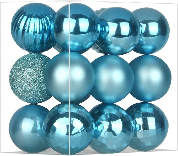 GameXcel 18Pcs Christmas Balls Ornaments for Xmas Tree - Shatterproof Christmas Tree Decorations Medium Hanging Ball Sky Blue 2.5in x 18 Pack