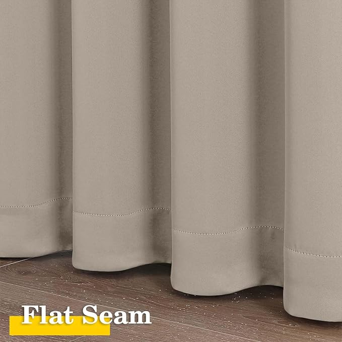 Stone Blackout Curtains for Bedroom Living Room 63 Inch Length 2 Panels Set, Soft Solid Room Darkening Thermal Insulated Window Treatments, Rod Pocket Dining Room Curtains, 40" Wx63 L