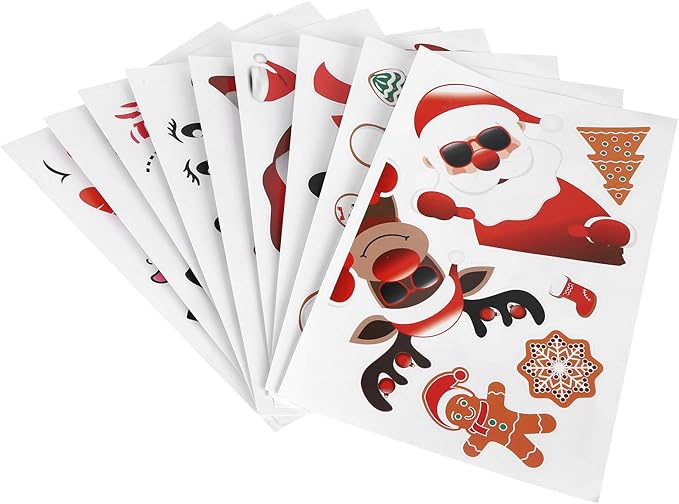 ZJchao 20 Christmas Decorative Stickers, Peel and Stick Removable PVC Wall Decals for Glass Refrigerator Mirror Door, with DIY Design for Holiday Party Decorations