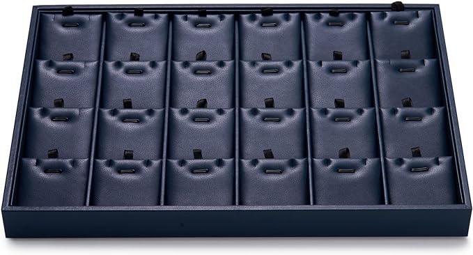 Oirlv Stackable 24 Gird Necklace Organizer Tray with Removable Jewelry Cards Necklace Pendant Jewelry Drawer Organizer