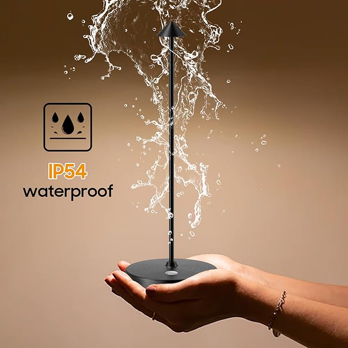 SAKRINGT 2 Pack Cordless Table Lamps Rechargeable, 6000mAh Battery Operated Waterproof Stepless Dimming Modern Portable LED Table Light for Restaurant Dining Patio Outdoor