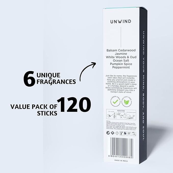 Folkulture Incense Sticks | Set of 6 (120 Xmas Insence-Sticks) | 45 Mins Burn Time | Non Toxic Balsam Cedarwood, Oud, Jasmine, Pumpkin Spice Incense | Inscents-Sticks for Women