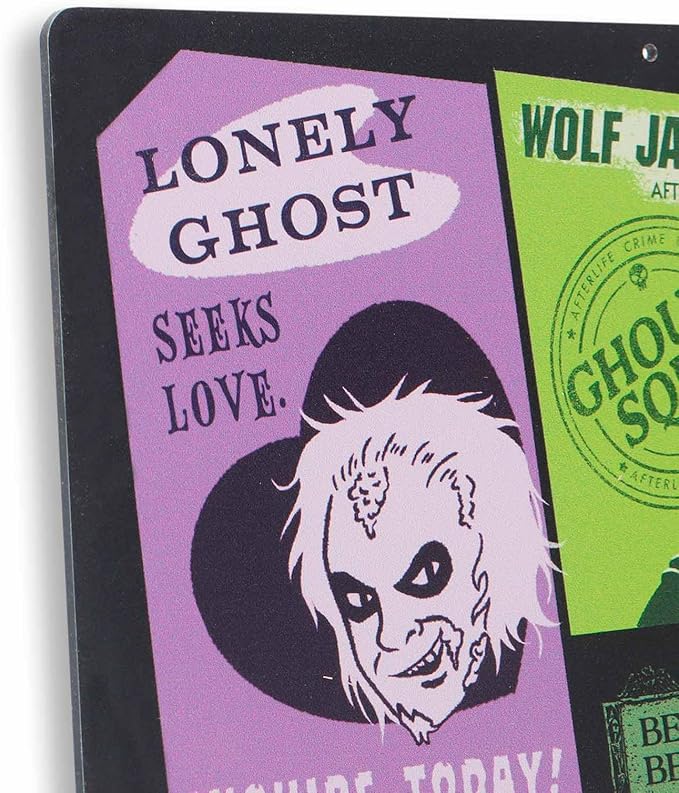 Beetlejuice Beetlejuice Dating Ad Collage Metal Sign - Fun Beetlejuice Wall Decor for Home