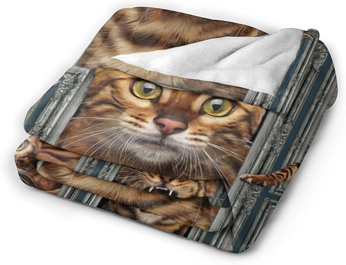 Tijuboni Bengal Cat Throw Blanket Cat Gifts for Girls Boys Women Men Kids Adults Soft Flannel Fleece Blanket for Couch Sofa Bed Home Decor 50"x60"
