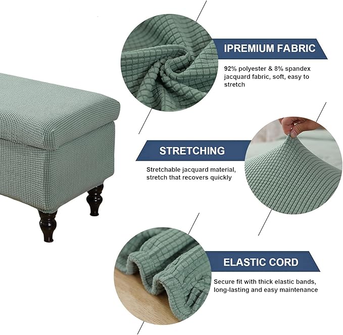 FUANGUI Ottoman Cover Stretch Storage Ottoman Bench Slipcover Printed Folding Storage Bench Ottoman Cover Footrest Stool Slipcover Footstool Protector Cover with Elastic Bottom, Large