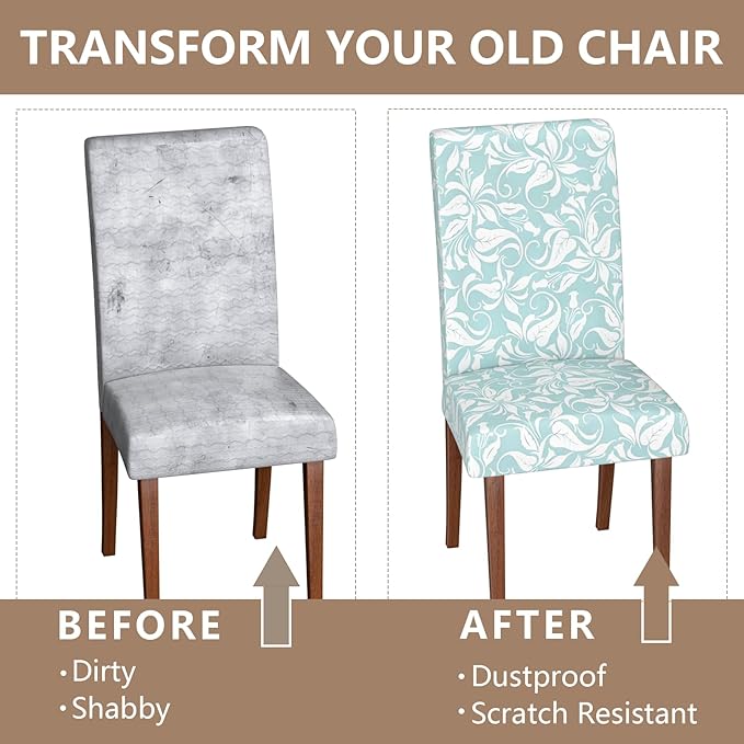 Stretch Dining Chair Covers Set of 2,Floral Print Chair Covers,Soft Removable Washable,Pet Friendly Furniture Protector,Universal Chair Slipcovers for Home, Kitchen,Ceremony Dining Room Seat