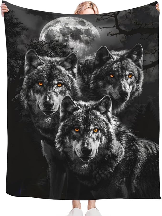 Tijuboni Wolf Throw Blanket Wolf Gifts for Girls Boys Women Men Kids Adults Soft Flannel Fleece Blanket for Couch Sofa Bed Home Decor 40"x50"