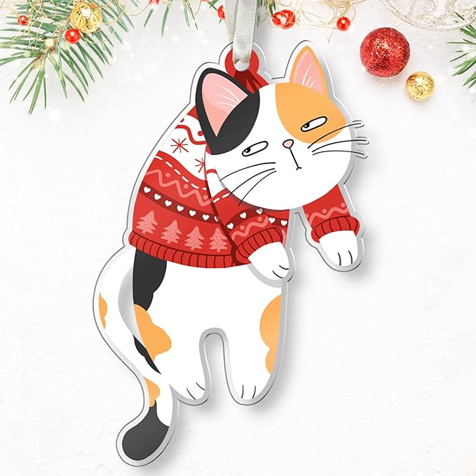 TUMSHANIP Calico Cat Christmas Ornament - Calico Cat Lover Gifts for Women, Men - Cats Ornaments for Christmas Tree - Kitten Ornaments for Tree - Acrylic Ornament 2025