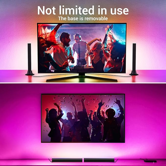 RGB Light Bar, Smart Music Sync RGB IC LED Lights Bars, USB Powered Ambient Lighting, Remote Control Color Changing Gaming TV Backlight, for PC Room Monitor Desk