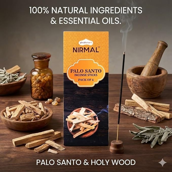 Hexa Palo Santo Incense Sticks - Pack of 6 Incense, 120 Sticks for Calming, Stress-Relief and Mindful Meditation | an Eco-Friendly, Non-Toxic and Unique Aromatic Incense Sticks by Shubhkart