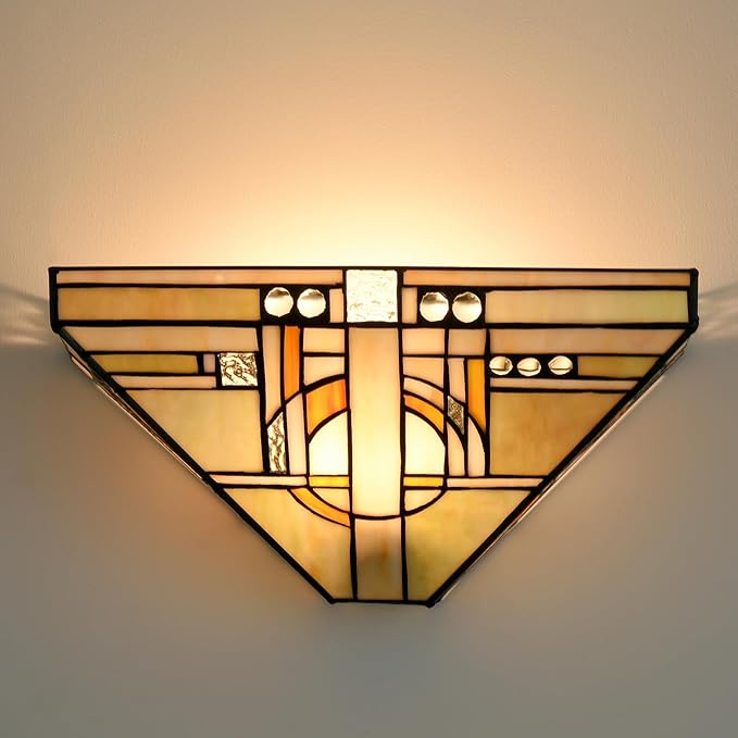 SAMTEEN Tiffany Wall Sconce 14-Inch 1-Light Antiqued Stained Glass Wall Light Fixture Tiffany Style Wall Lamp for Bedroom Living Room Hallway Foyer Kitchen Corner