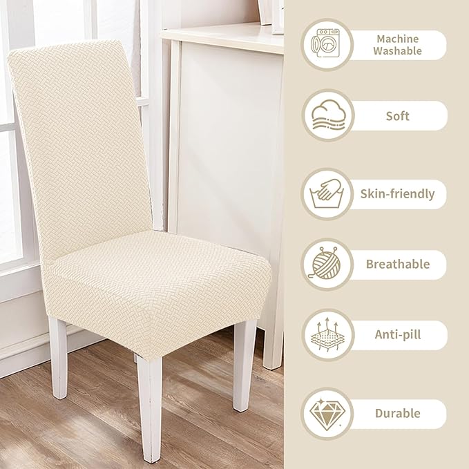 Parsons Dining Chair Cover, Detachable Sofa Chair Cover, Retractable Chair Cover (2, Apricot)