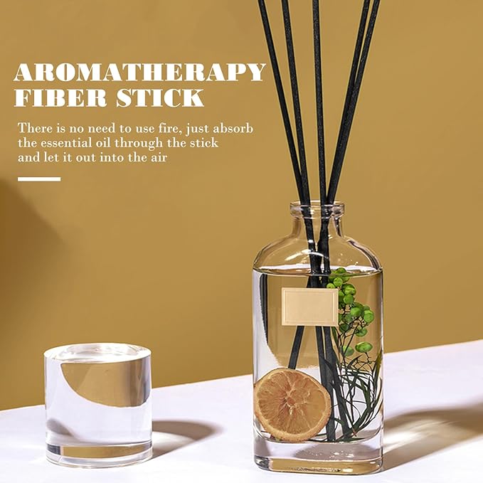 VALICLUD 60Pcs Aroma Diffuser Sticks Black Fiber Replacement Volatile Rods for Essential Oil Diffusers Home Fragrance Aromatherapy