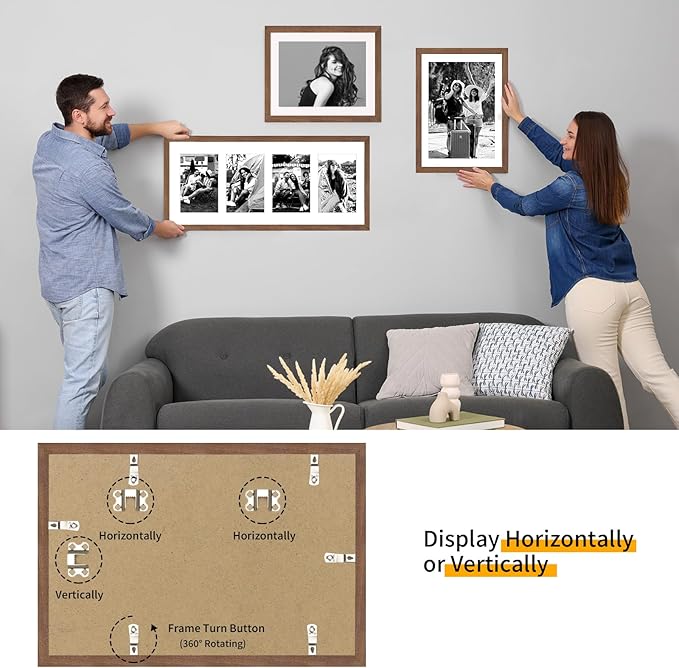 9x12 Oak Wood Picture Frams - Minimalist 9x12 Oak Wood Frames, 9"x12" Picture Frame Wood, Natural Solid Wooden Picture Frames for Wall Art Photo and Prints(3 Pack, Walnut)