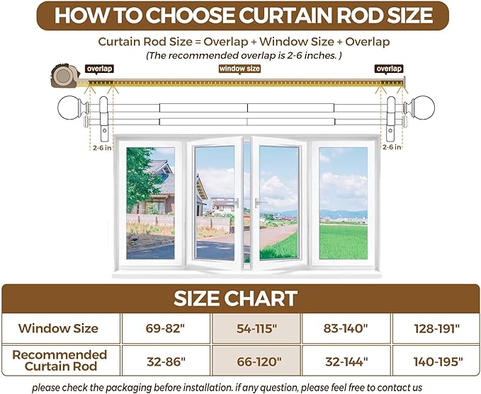 KAMANINA Silver Double Curtain Rods for Windows 66 to 120 Inches (5.5-10 Feet), 1 Inch Adjustable Heavy Duty Drapery Rod, Telescoping Dual Curtain Rod with Round Finials