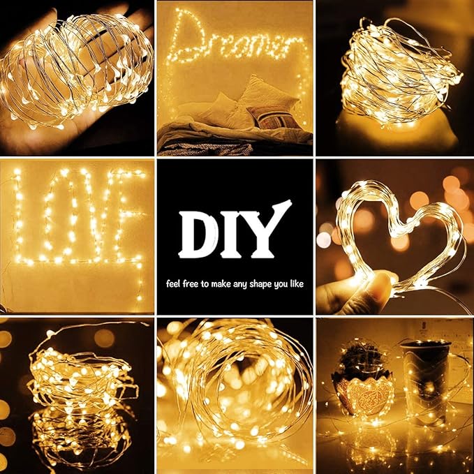 1 Pack Led Fairy Lights USB Powered String Light s Waterproof Copper Wire 16 Feet 50 Led Firefly Starry Moon Lights for DIY Wedding Party Bedroom Patio Christmas (5m/16ft,Warm White)